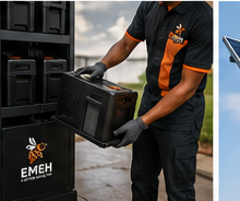 Battery swap at an EMEH station